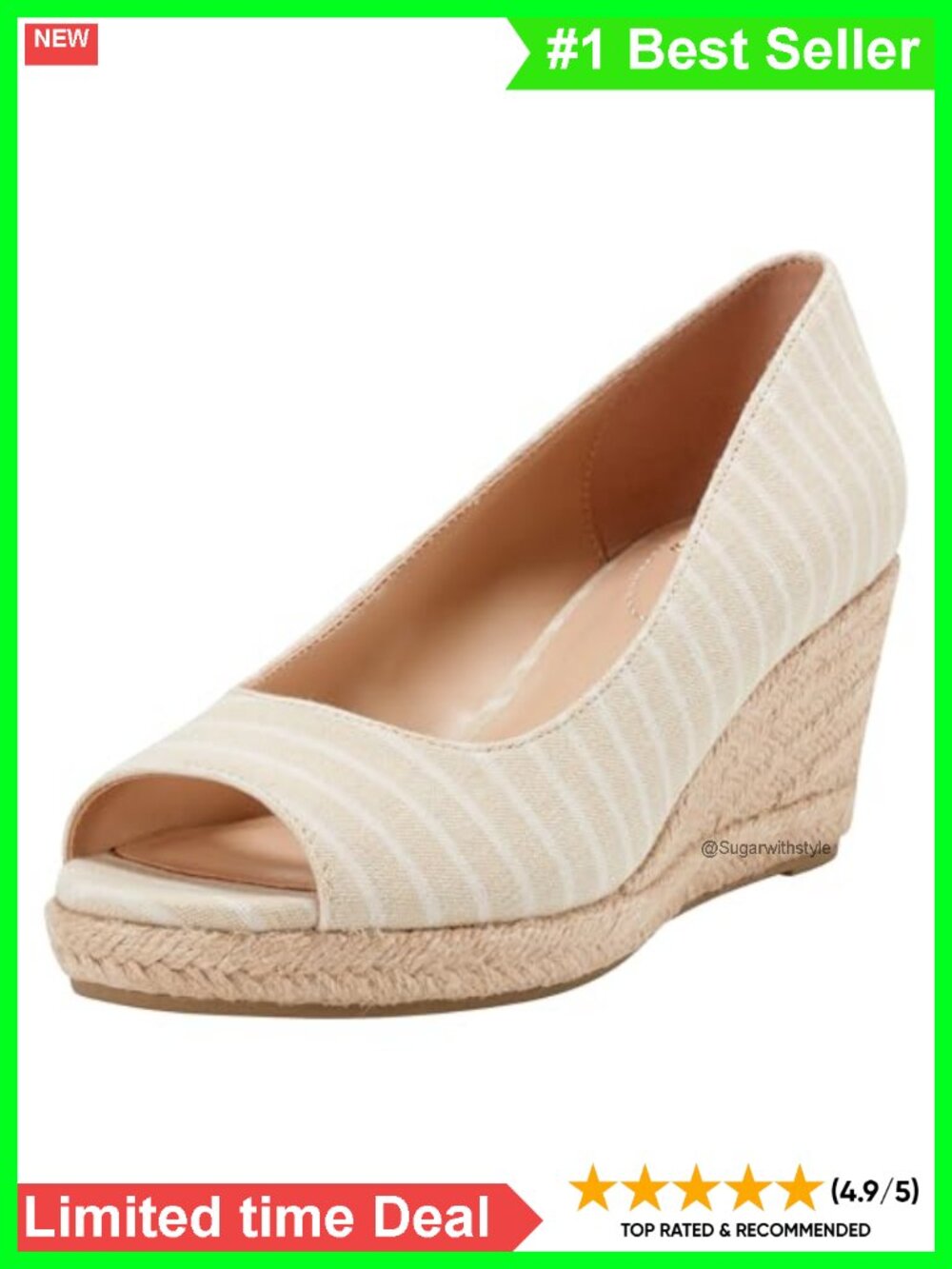 Women's Slip-On Peep Toe Platform Wedge Sandals Textile Upper